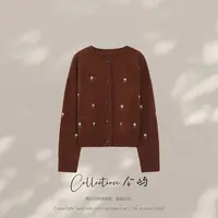 Collection今屿【焦糖原野】刺绣花朵气质绵羊毛针织衫 JY2503J7203