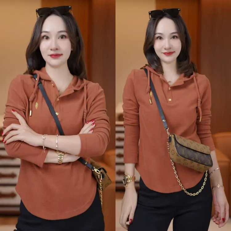 JDND轩羽【暖冬假日】依斐丝发热绒加厚卫衣连帽小衫XY25578