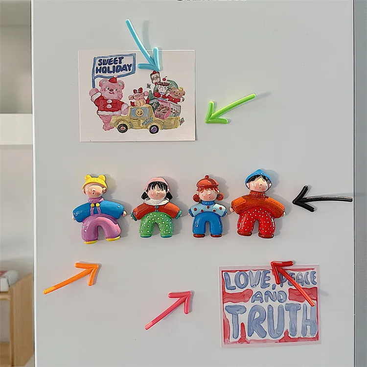 *你超漂亮的*可爱卡通女孩冰箱贴家居立体情侣装饰磁性贴吸铁石