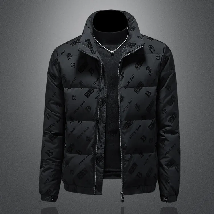 冬季欧洲站轻奢保暖羽绒服男士加厚冬装新款潮流时尚短款立领外套