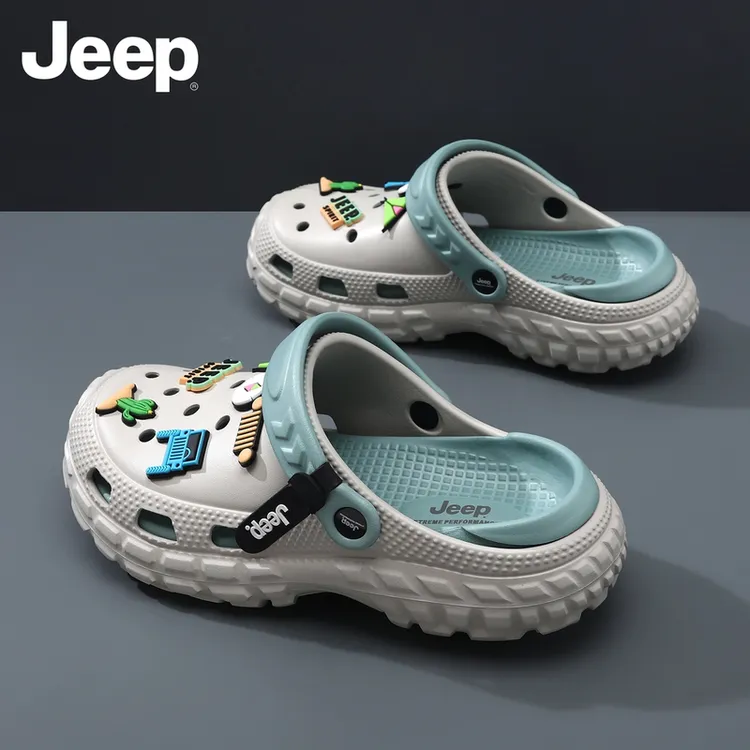 JEEP/吉普拖鞋夏季情侣软底户外沙滩涉水溯溪防滑透气洞洞溯溪鞋
