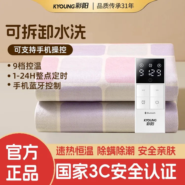 彩阳智能双温双控可机洗电热毯（紫韵款）