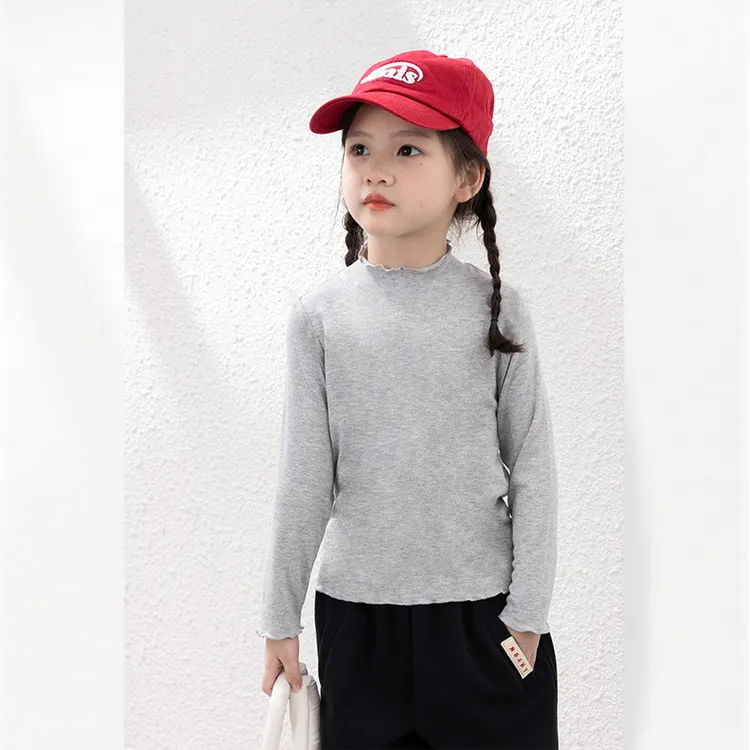 女童半高领打底衫春秋女孩儿童春装上衣白色大童秋衣2025新款春季