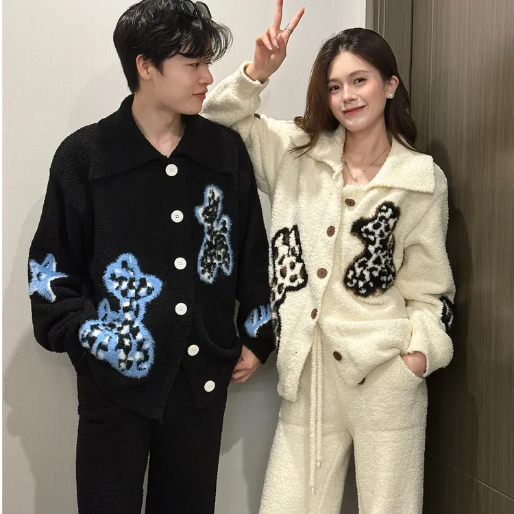 专属链接秋季新款百搭轻奢斑点狗加厚半边绒家居服套装女可外穿20