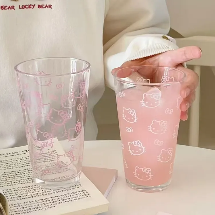 hellokitty玻璃杯耐高温高颜值家用喝水杯果汁牛奶杯学生大容量杯