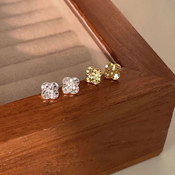 925银耳饰 四叶草碎碎冰气质时尚耳钉女韩国高定新款轻奢爆款耳饰