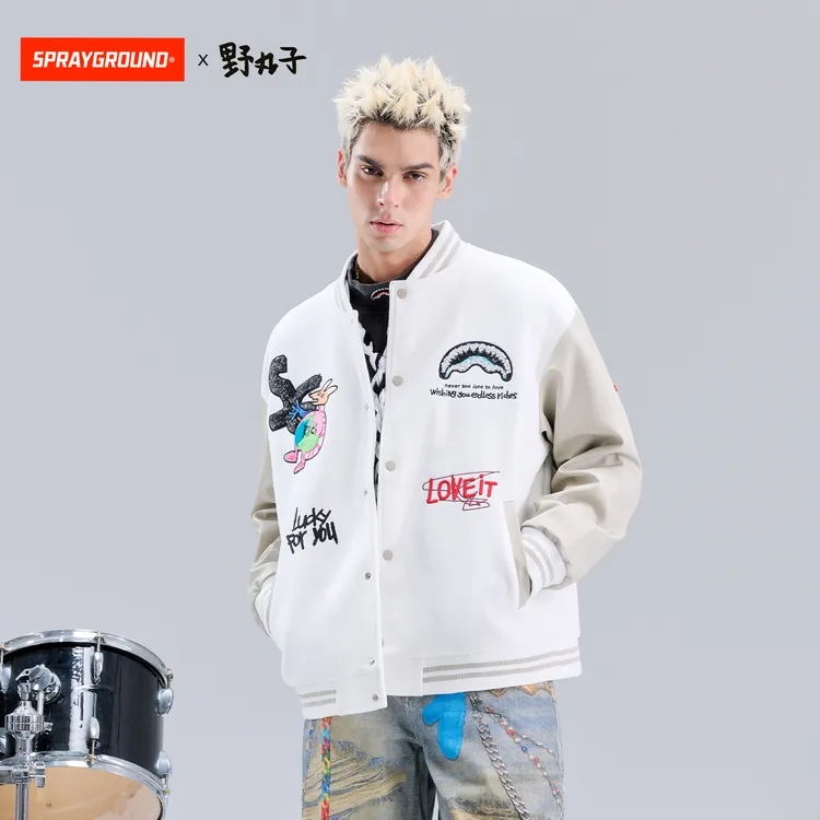 【野丸子联名】SPRAYGROUND鲨鱼嘴棒球夹克潮流美式休闲HD WE141107