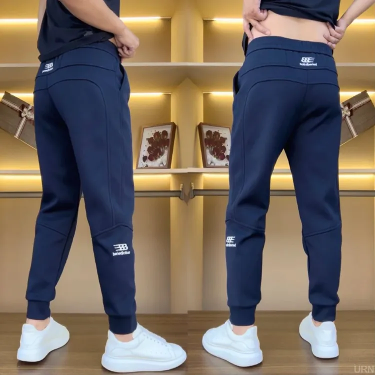 2025潮流刺绣款裤子春季运动裤卫裤长加绒加厚新款长裤男士休闲裤