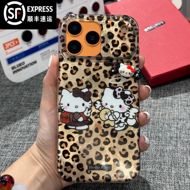 【顺丰包邮】ins小众豹纹kitty猫手机壳 适用iPhone13-17promax