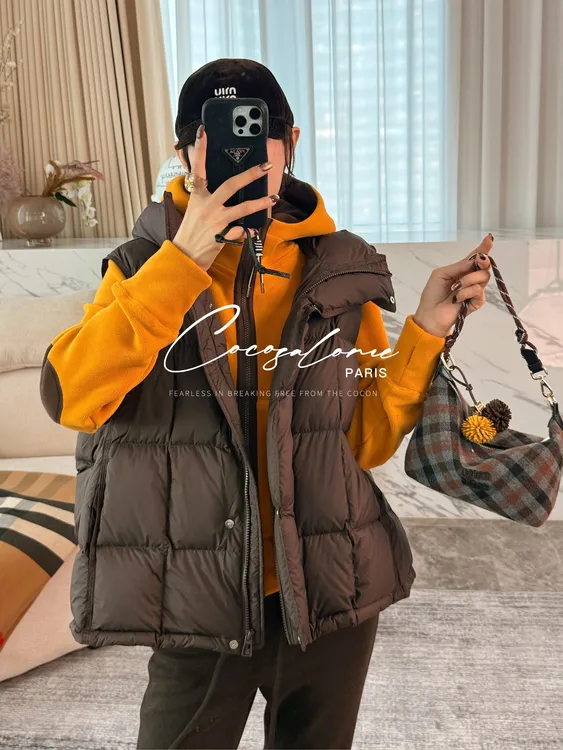 韩彬彬"面包马甲"90白鸭絨秋冬搭配必备极简百搭马甲3283-7