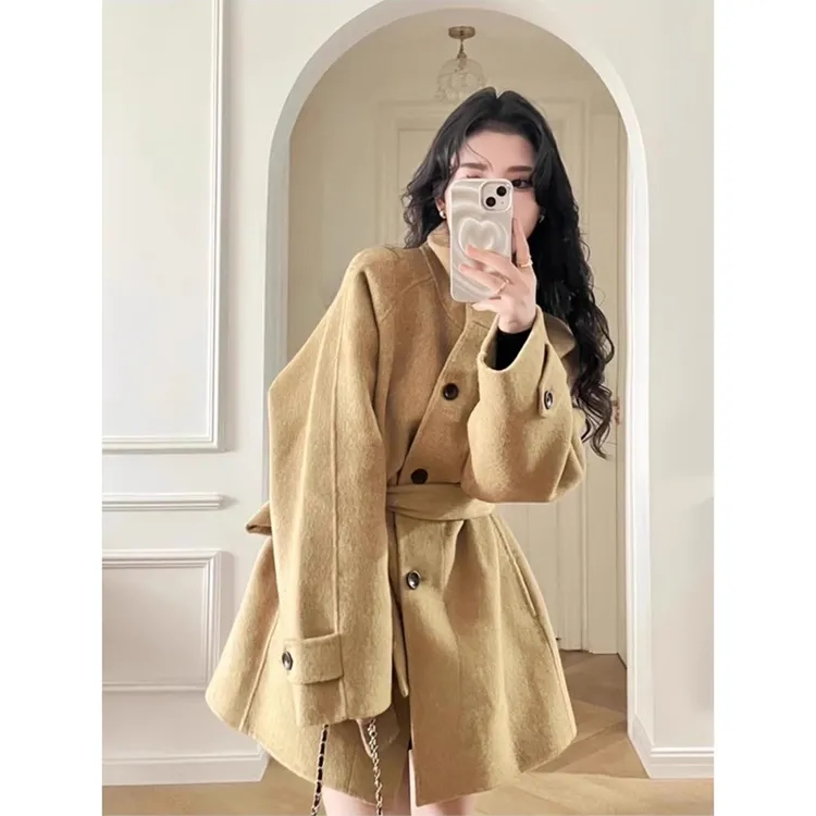 羊毛呢子大衣女2025秋冬季新款加厚韩系气质小个子高级感毛呢外套