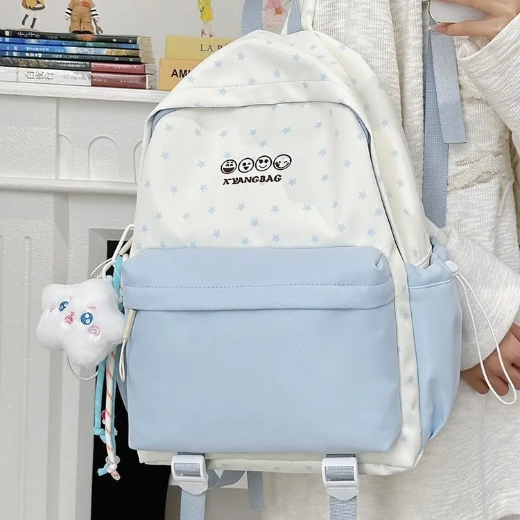 高颜值可爱星星印花书包女ins风小清新少女初中高中学生双肩包