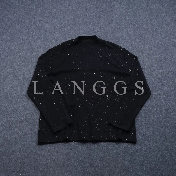 LANGGS&鸣谷 满天星羊毛高领宽松亮片长袖打底-FW54159