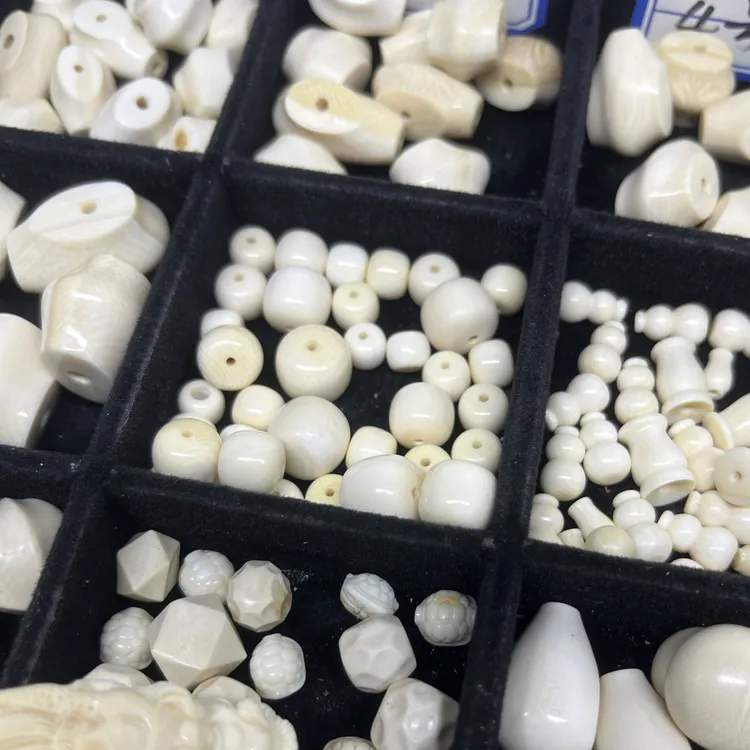 天然猛犸牙星星约珠9*8mm手工雕刻文玩配饰
