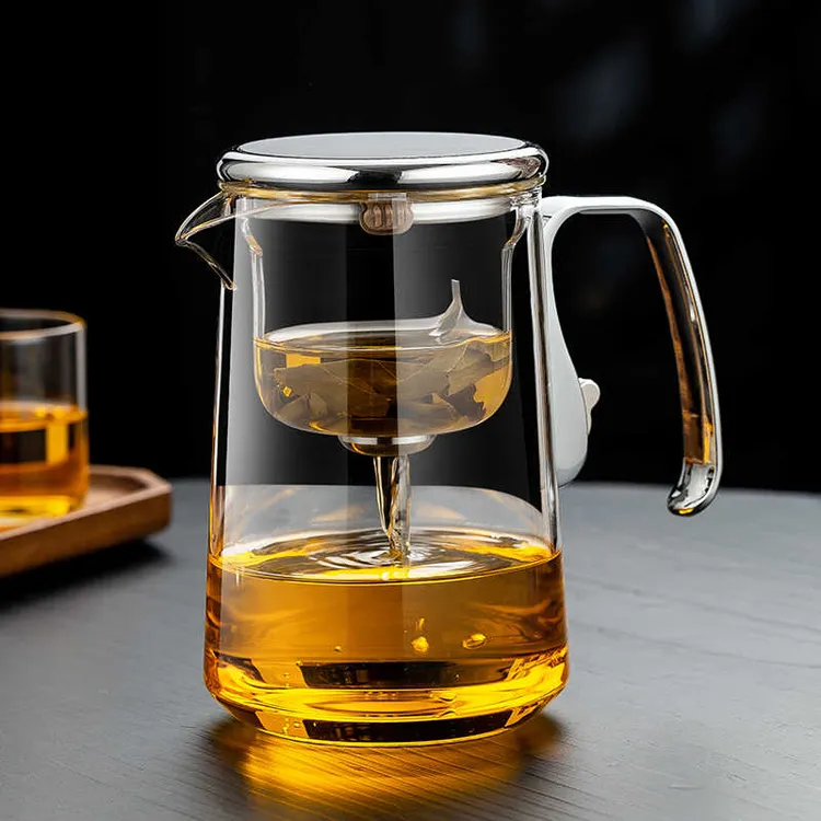 耐热玻璃磁吸飘逸杯茶水分离厚泡茶壶一键过滤冲茶器自动办公家用