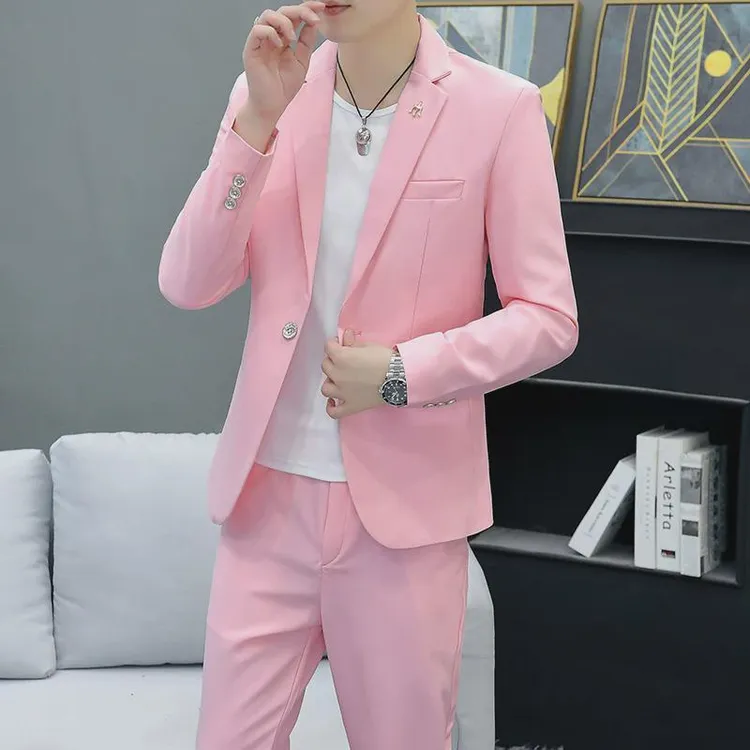 花花公子休闲修身西装男外套休闲套装高级感帅西服结婚正装敬酒服