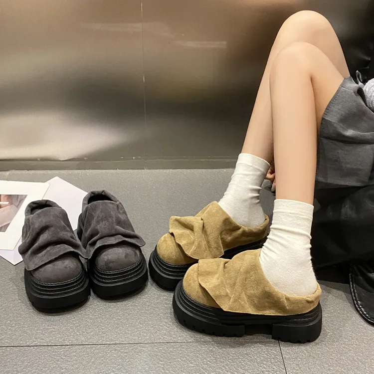 2025年春季新款百搭一脚蹬懒人半拖鞋女外穿厚底气质勃肯包头拖鞋