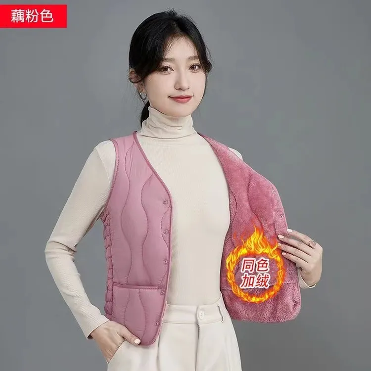 女士2025秋冬新款防寒保暖棉马甲中式加绒加厚中老年贴身内穿背心