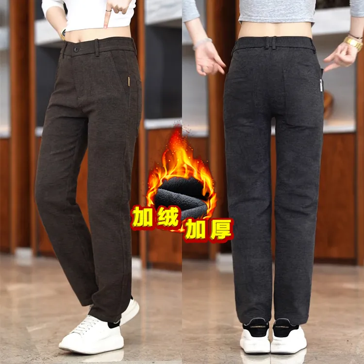 雪尼尔休闲裤男款潮牌百搭时尚帅气直筒裤秋冬厚款透气潮流运动裤