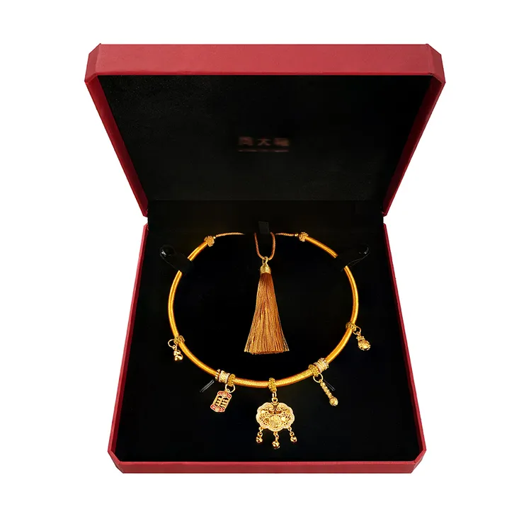 新款大福专柜宝宝百岁专用饰品盒大福项圈盒双镯盒满月宝宝项圈盒