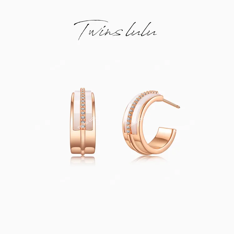 TWINS LULU 镀K金【秋上新】经典轻奢C形双层耳环TSL2527