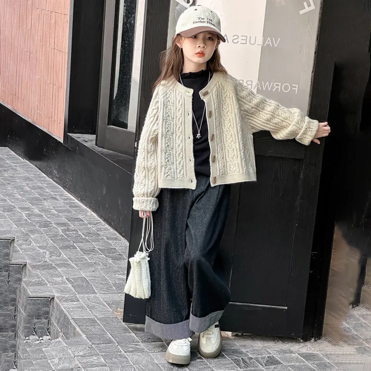 女童针织外套秋装2025新款儿童加厚毛衣秋冬款上衣洋气大童针织衫