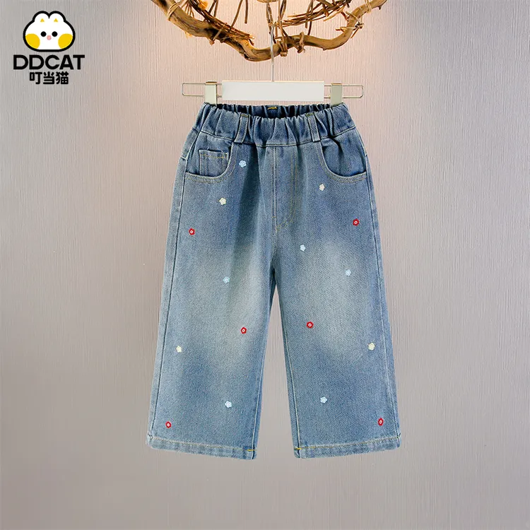 叮当猫春秋女童裤子中小童时尚秋装女宝宝长裤洋气休闲儿童牛仔裤