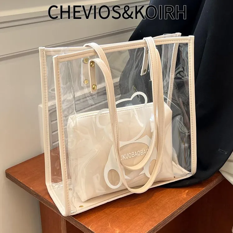 CHEVIOS&KOIRH大容量包包女夏百搭2025新款夏季高级感透明果冻沙
