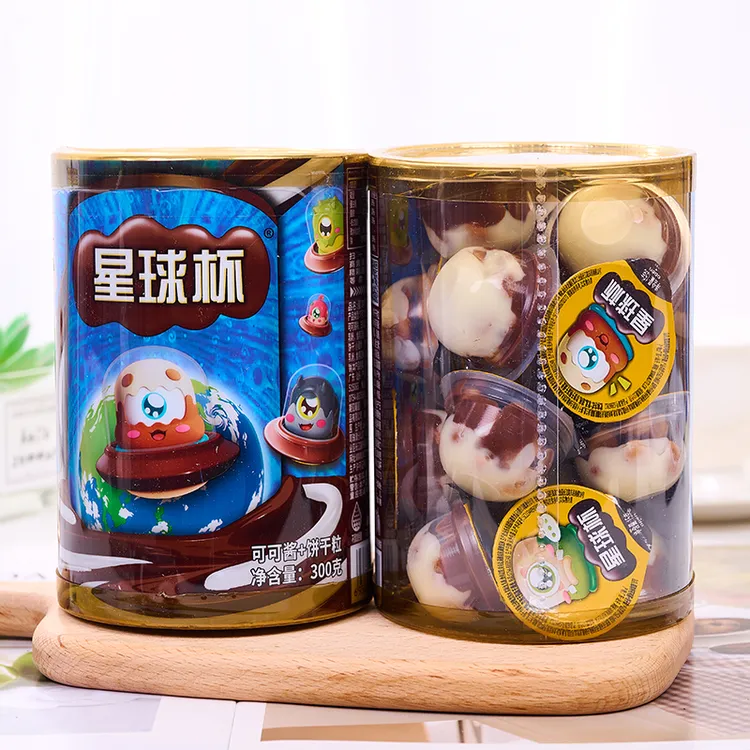 星球杯小勺子桶装巧克力味夹心饼干老式怀旧儿童休闲年货零食批发