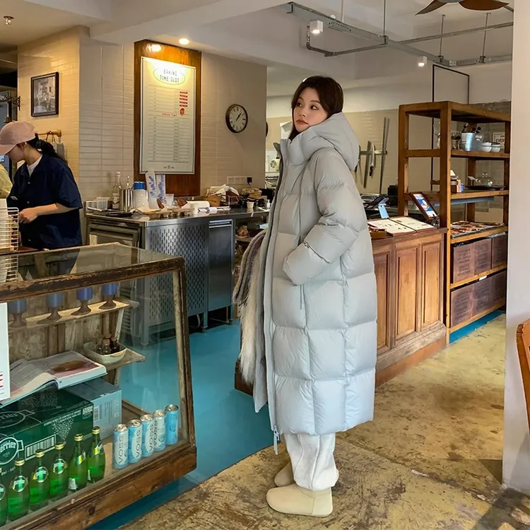 90白鸭绒中长款羽绒服女2025新款云朵泡芙流行超好看连帽冬季外套