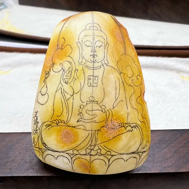 还愿定制药师佛蜜糖色琥珀王诗斌亲工收藏品