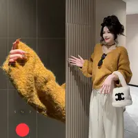 【CCDZ】秋冬新款时尚设计感花线拉毛V领韩系百搭显瘦毛衣女