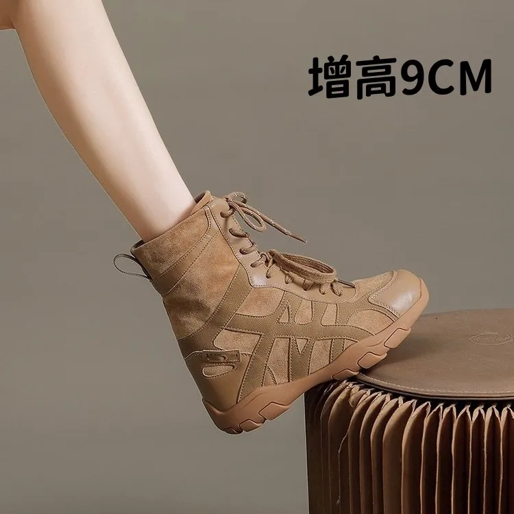 内增高9公分马丁靴女2025年秋季新款复古西部靴厚底踢不烂大黄靴