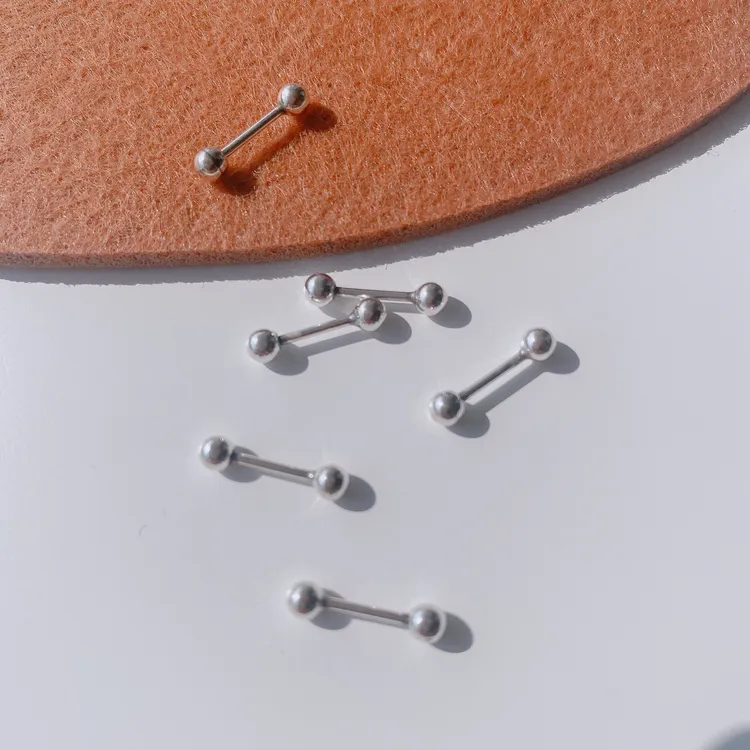 925银耳饰 圆珠925纯银螺丝拧扣养耳洞耳环耳骨钉简约个性冷淡