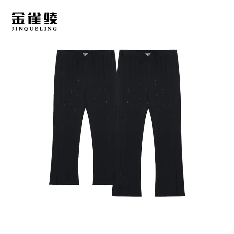 金雀绫【燕尾裤】时尚休闲百搭弹力黑色微喇休闲裤SZ1K47