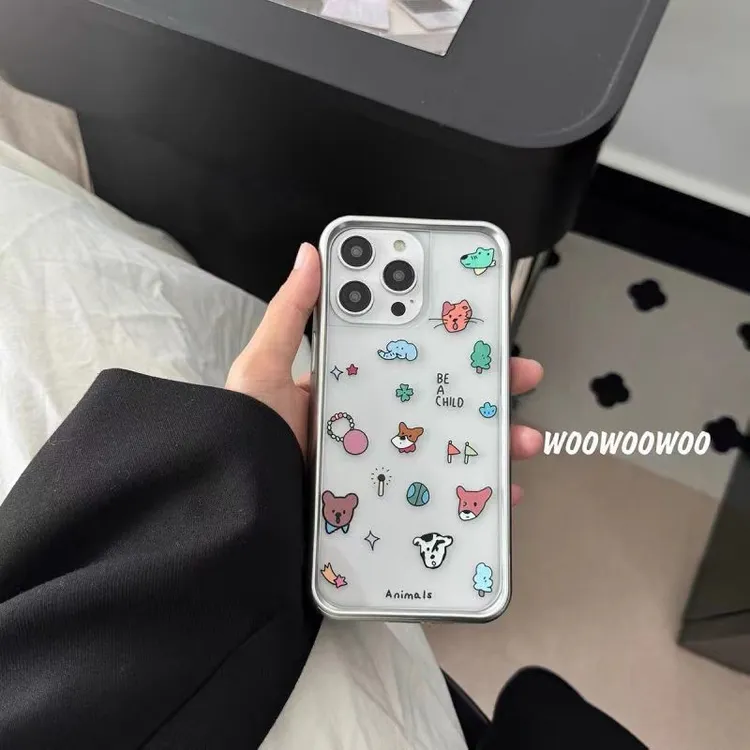 可爱小动物小狗适用苹果16plus手机壳iPhone12promax透明15新款13