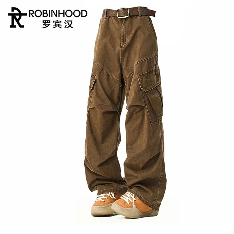 罗宾汉美式机能工装裤宽松直筒复古潮牌阔腿伐木休闲裤男士秋冬季
