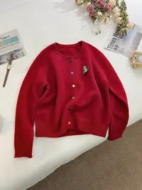 【女王洛克】韩版小香风百搭圆领针织开衫冬款休闲减龄毛衣LK82803