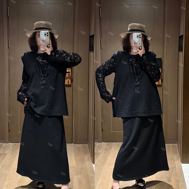 YDFSTUDIO小众【无上魅力】欧货蕾丝设计打底背心马甲+半身裙三件套