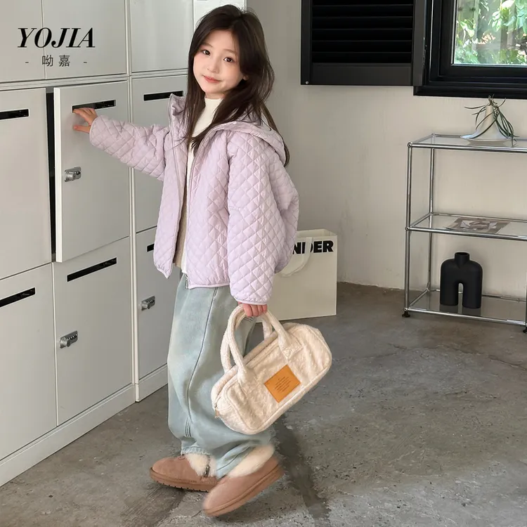 YOJIA童装女童棉服冬季2025新款洋气小女孩连帽棉衣儿童冬装外套
