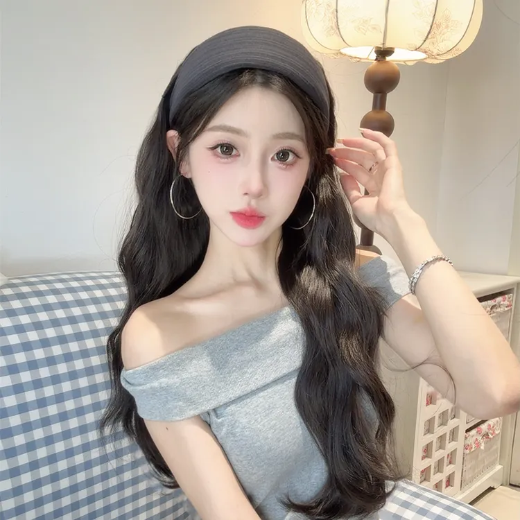 【桔子原创】秋冬水波纹发箍假发全新升级款半包头假发女款半头套