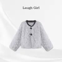 楚楚君 Laugh girl【晨雾漫漫】秋冬加厚绒拼色外套短款RL531203J