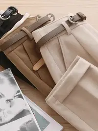 【运费险+送皮带毛呢马丁靴裤子女秋冬哈伦萝卜直筒休闲九分烟管裤