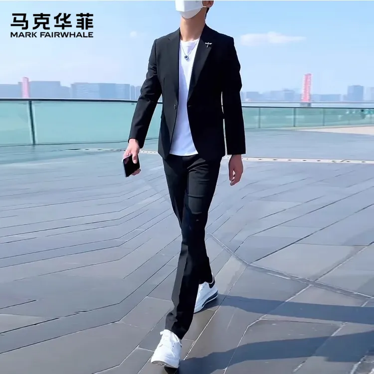 马克华菲休闲百搭西装套装男2025秋季新郎结婚礼服商务西服两件套