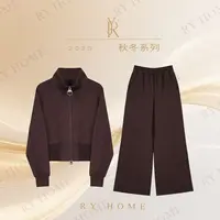 【容雨RYHOME】绵羊毛立领时尚宽松休闲双拉链休闲套装253ST1375