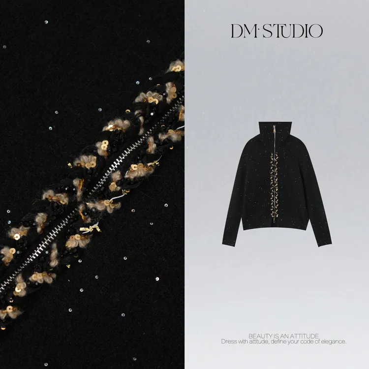 DEDM•STUDIO/秋冬气质小众慵懒感保暖拉链款针织毛衣2511MY/5899