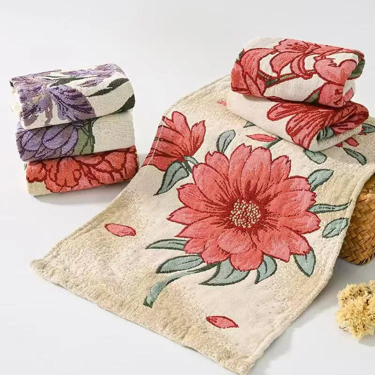 一枝独秀系列纯棉擦脸巾  复古家用加厚棉质 拍一发四