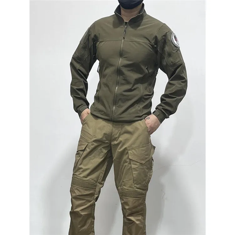 新款男士四面弹力修身软壳夹克户外战术外套春秋橘皮纹迷彩防水帅