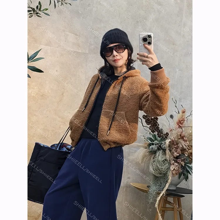 SHIIEELL【双面泰迪】气质百搭加厚连帽颗粒绒保暖冬季外套W1122