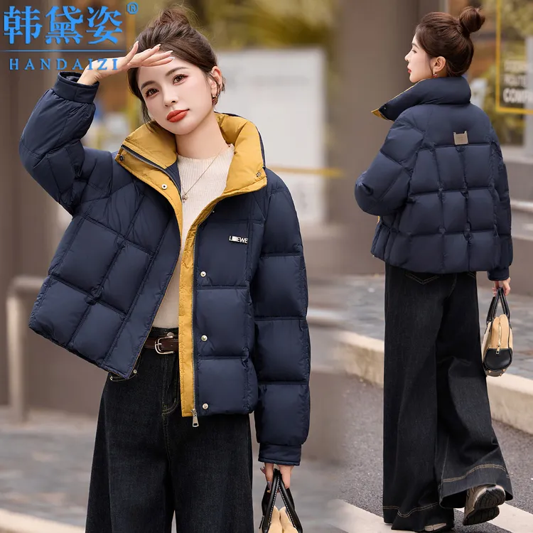 韩版时尚立领小个子加厚羽绒服女短款2025冬新款90白鸭绒保暖外套
